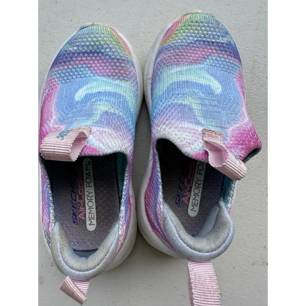 Skechers Girls Air Cooled Memory Foam Ultra Flex 2.0 Swirlology Slip On Shoes 6
